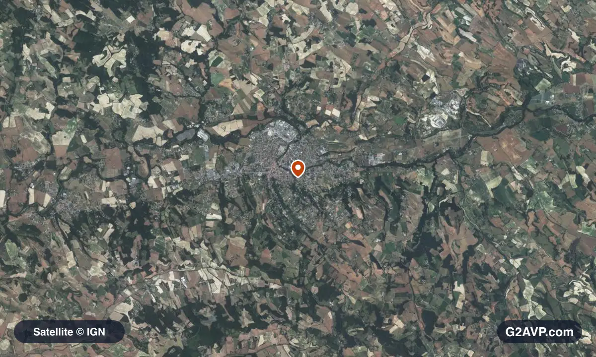 Vue satellite (orthophoto IGN) du secteur de Graulhet, même emprise que la carte géologique