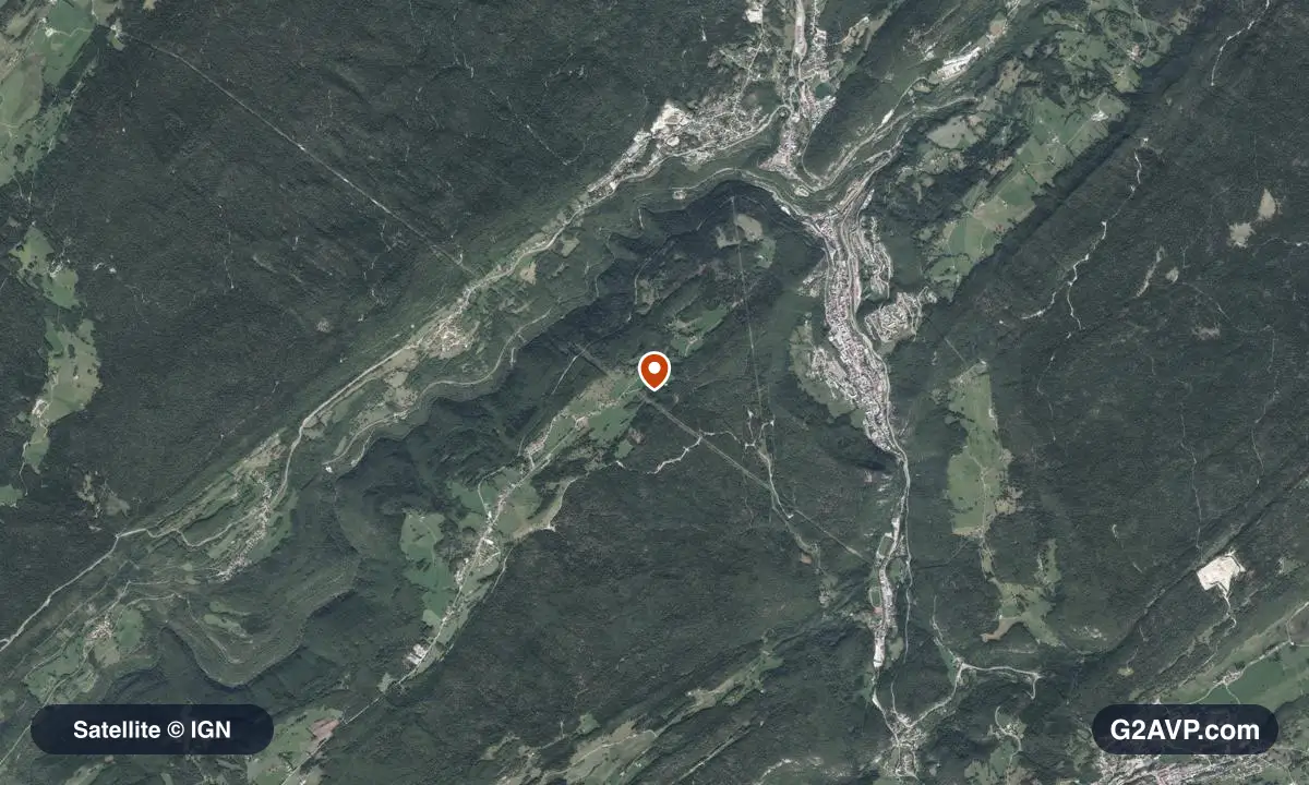 Vue satellite (orthophoto IGN) du secteur des Hauts de Bienne, même emprise que la carte géologique