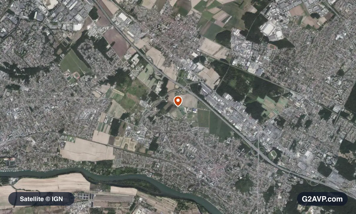 Vue satellite (orthophoto IGN) du secteur d'Herblay-sur-Seine, même emprise que la carte géologique