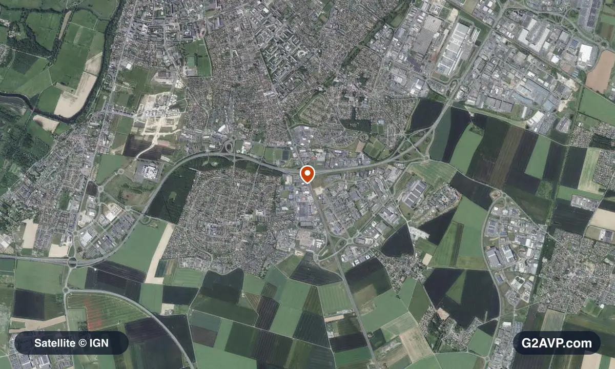 Vue satellite (orthophoto IGN) du secteur d'Ifs, même emprise que la carte géologique