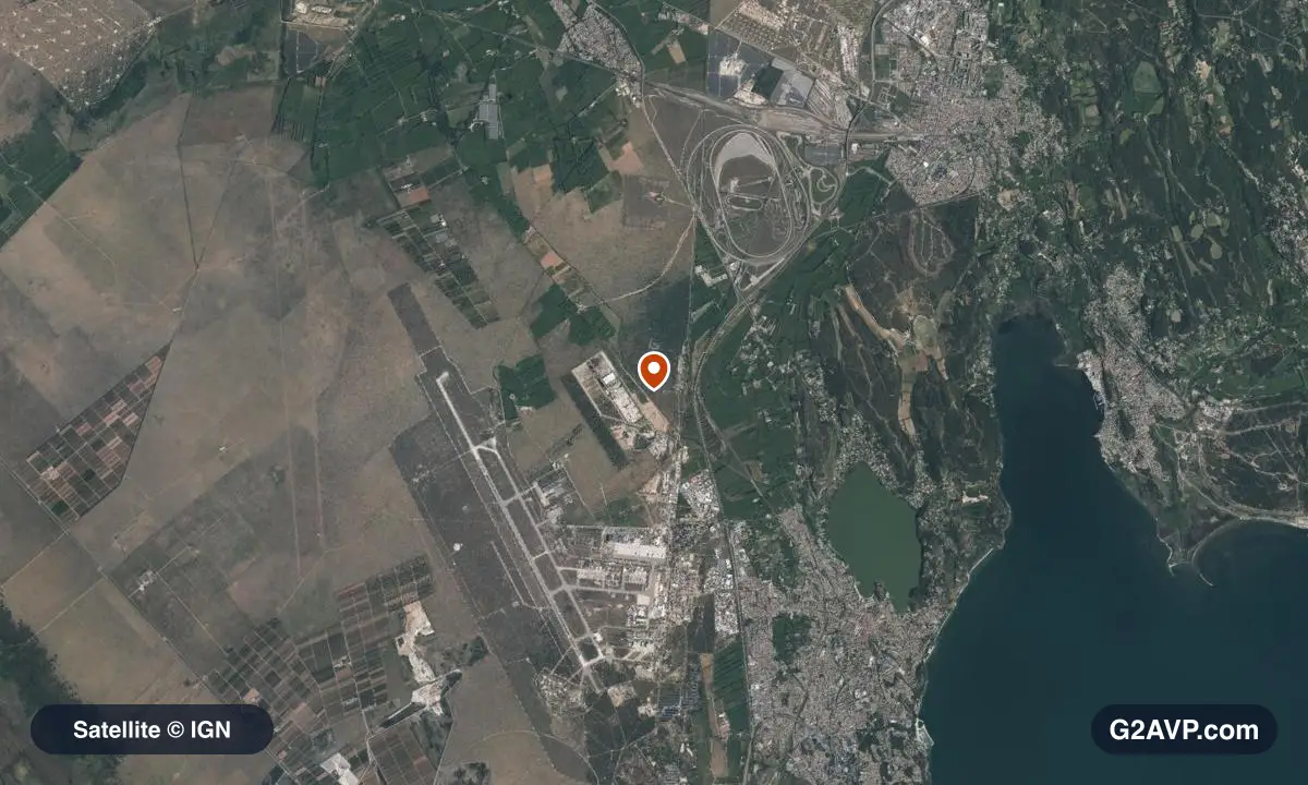 Vue satellite (orthophoto IGN) du secteur d'Istres, même emprise que la carte géologique