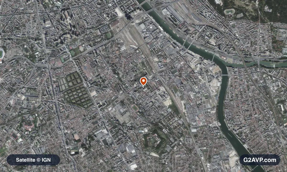 Vue satellite (orthophoto IGN) du secteur d'Ivry-sur-Seine, même emprise que la carte géologique