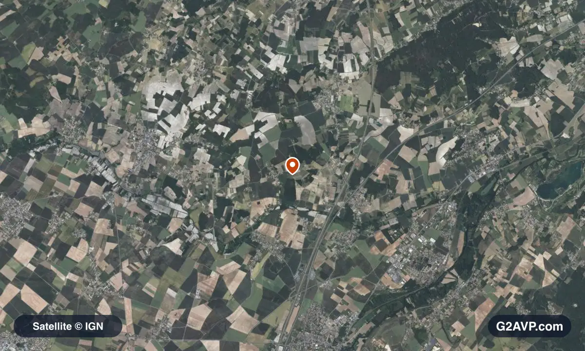 Vue satellite (orthophoto IGN) du secteur de Jaunay-Marigny, même emprise que la carte géologique