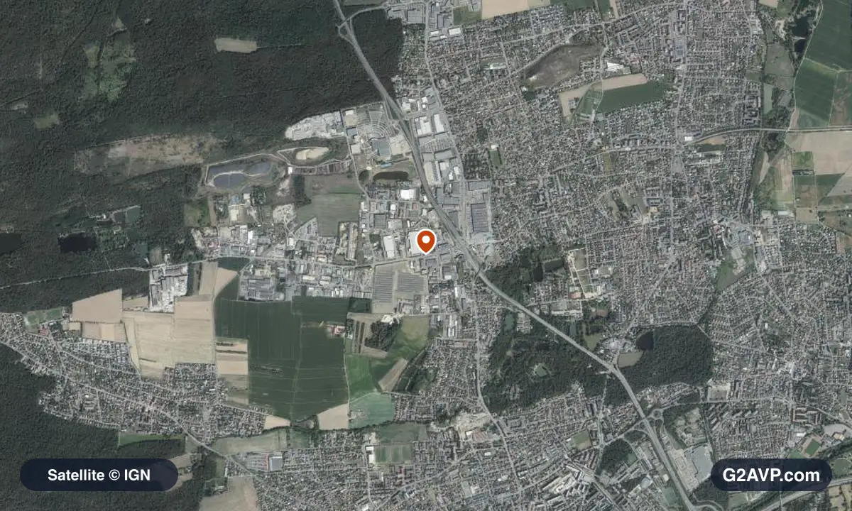 Vue satellite (orthophoto IGN) du secteur de Kingersheim, même emprise que la carte géologique