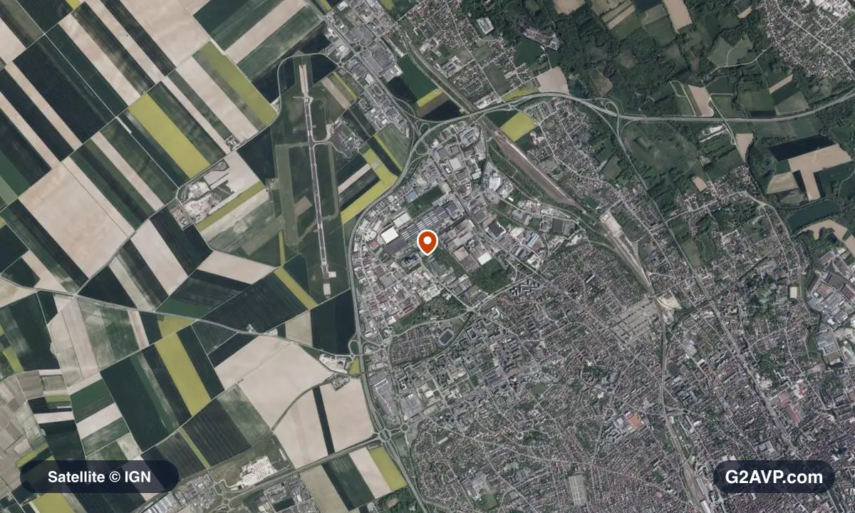 Vue satellite (orthophoto IGN) du secteur de La Chapelle-Saint-Luc, même emprise que la carte géologique
