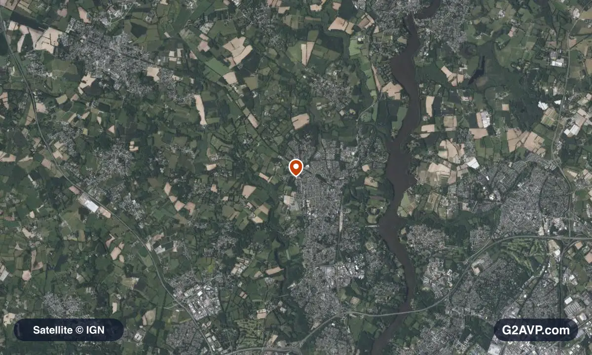 Vue satellite (orthophoto IGN) du secteur de La Chapelle-sur-Erdre, même emprise que la carte géologique