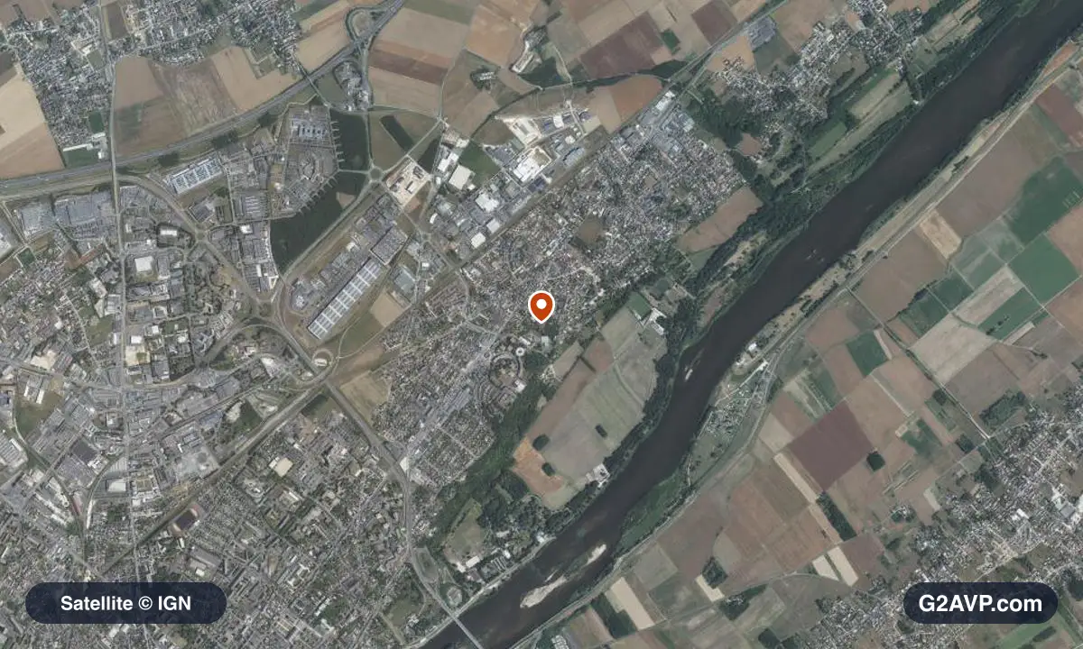 Vue satellite (orthophoto IGN) du secteur de La Chaussée-Saint-Victor, même emprise que la carte géologique