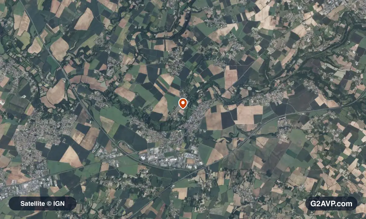 Vue satellite (orthophoto IGN) du secteur de La Crèche, même emprise que la carte géologique