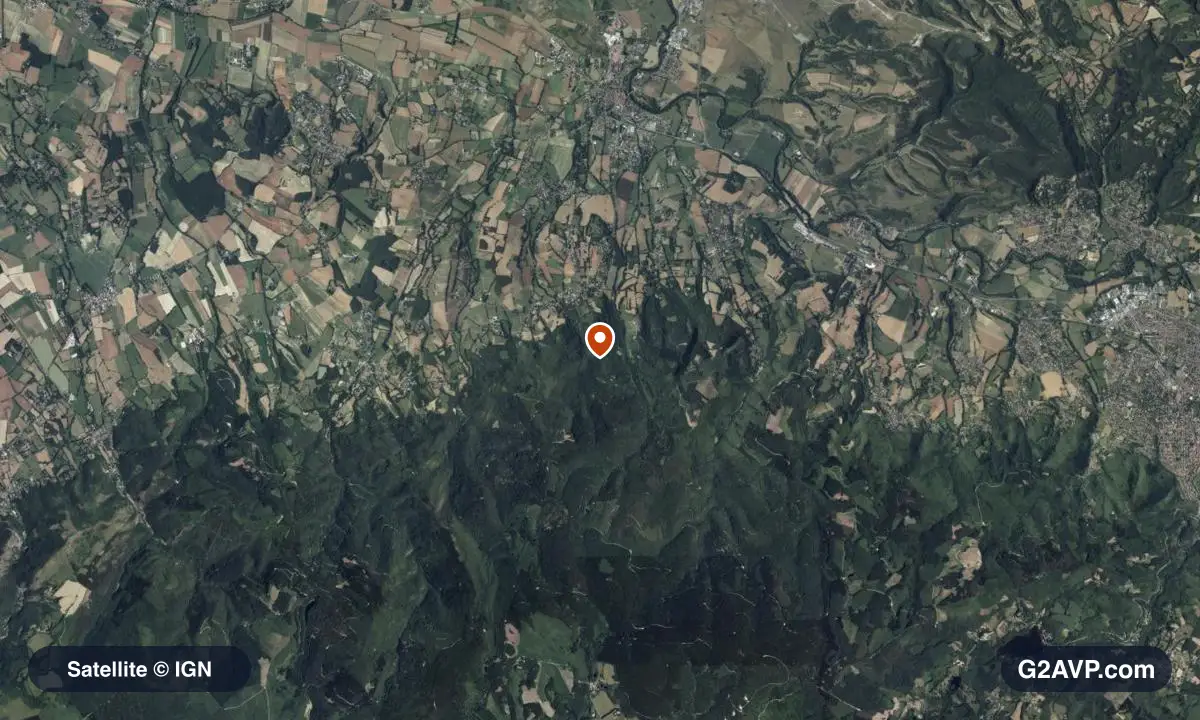 Vue satellite (orthophoto IGN) du secteur de Labruguière, même emprise que la carte géologique
