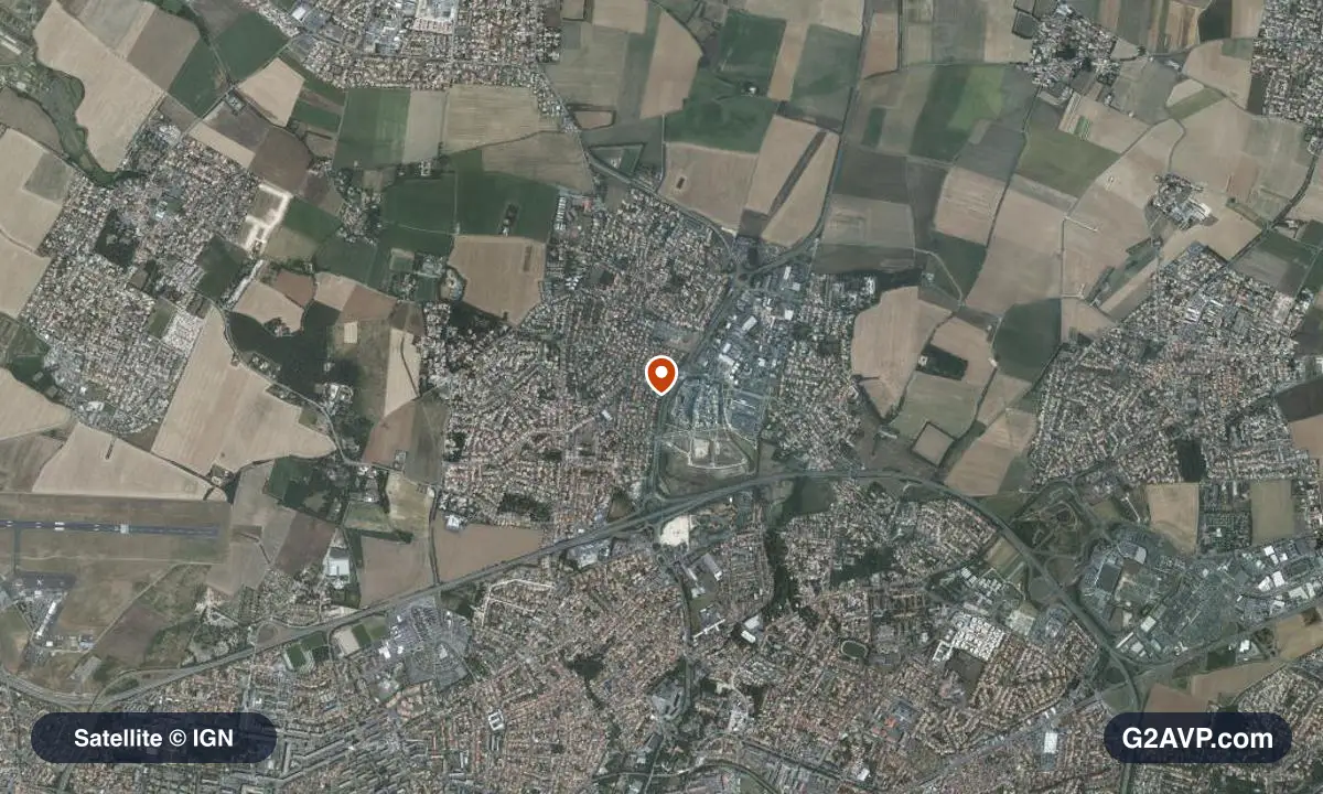 Vue satellite (orthophoto IGN) du secteur de Lagord, même emprise que la carte géologique