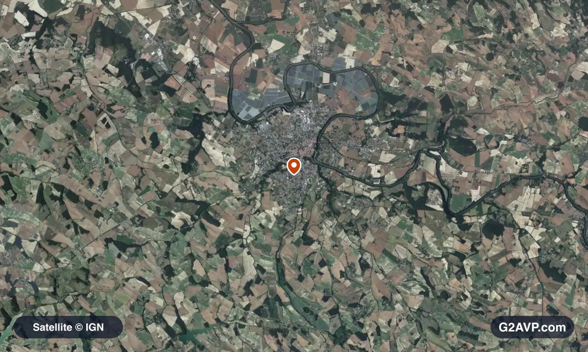 Vue satellite (orthophoto IGN) du secteur de Lavaur, même emprise que la carte géologique
