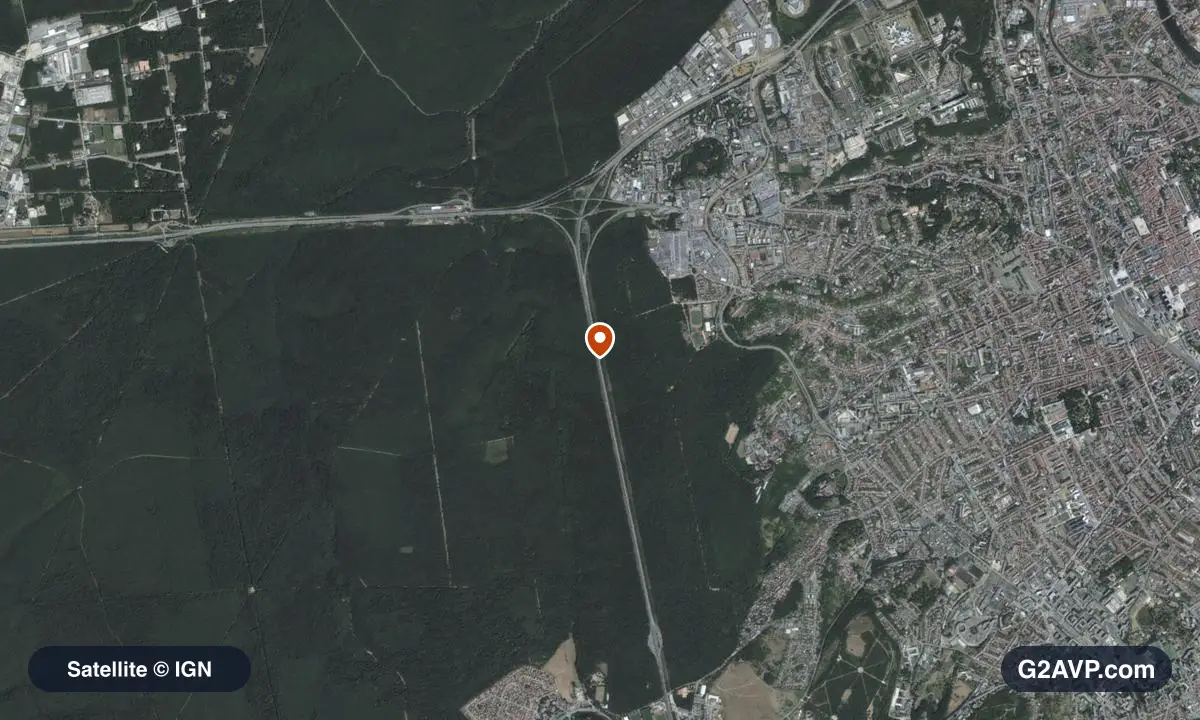 Vue satellite (orthophoto IGN) du secteur de Laxou, même emprise que la carte géologique