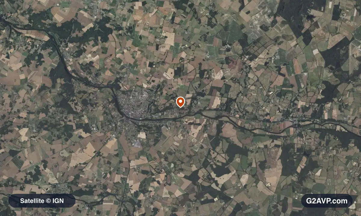 Vue satellite (orthophoto IGN) du secteur du Blanc, même emprise que la carte géologique