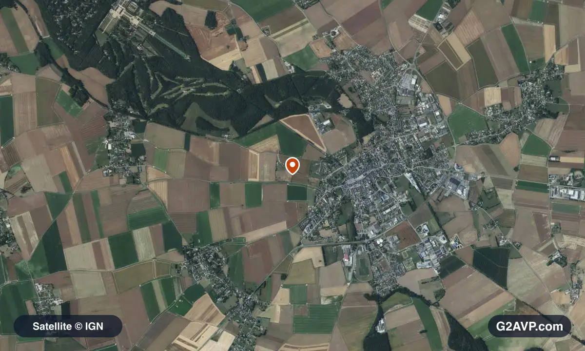 Vue satellite (orthophoto IGN) du secteur du Neubourg, même emprise que la carte géologique
