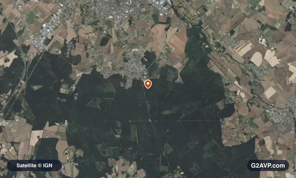 Vue satellite (orthophoto IGN) du secteur du Poinçonnet, même emprise que la carte géologique