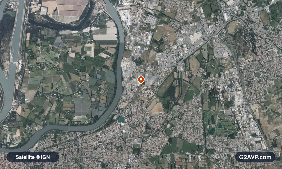 Vue satellite (orthophoto IGN) du secteur du Pontet, même emprise que la carte géologique