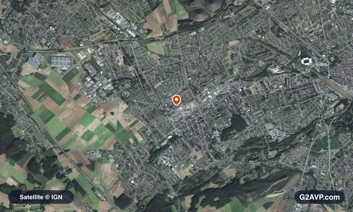 Vue satellite (orthophoto IGN) du secteur de Liévin, même emprise que la carte géologique
