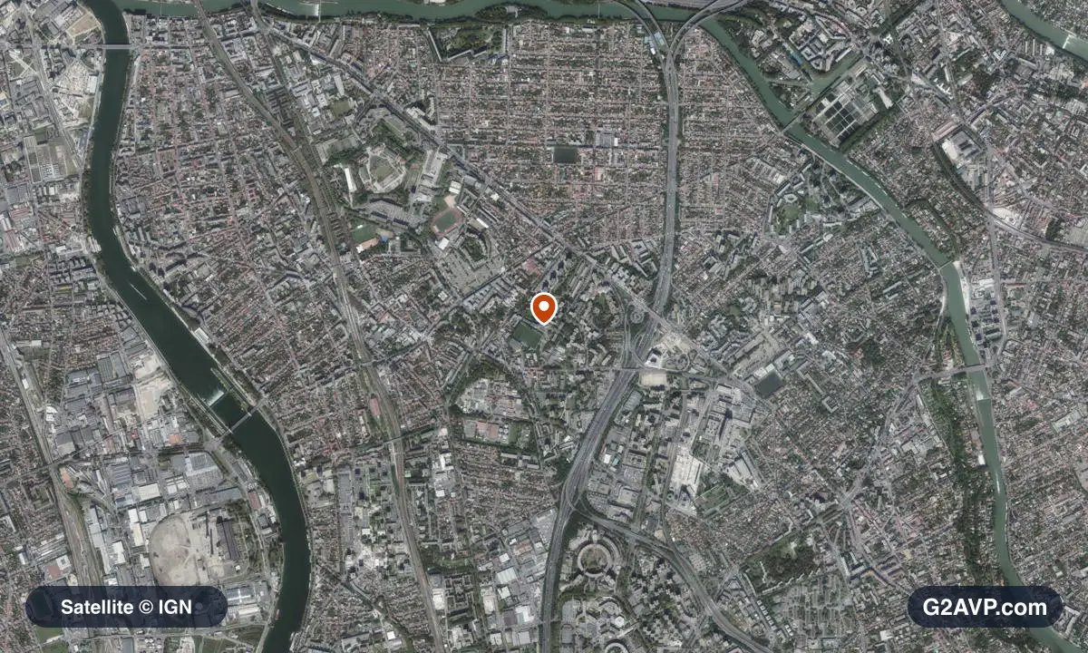 Vue satellite (orthophoto IGN) du secteur de Maisons-Alfort, même emprise que la carte géologique