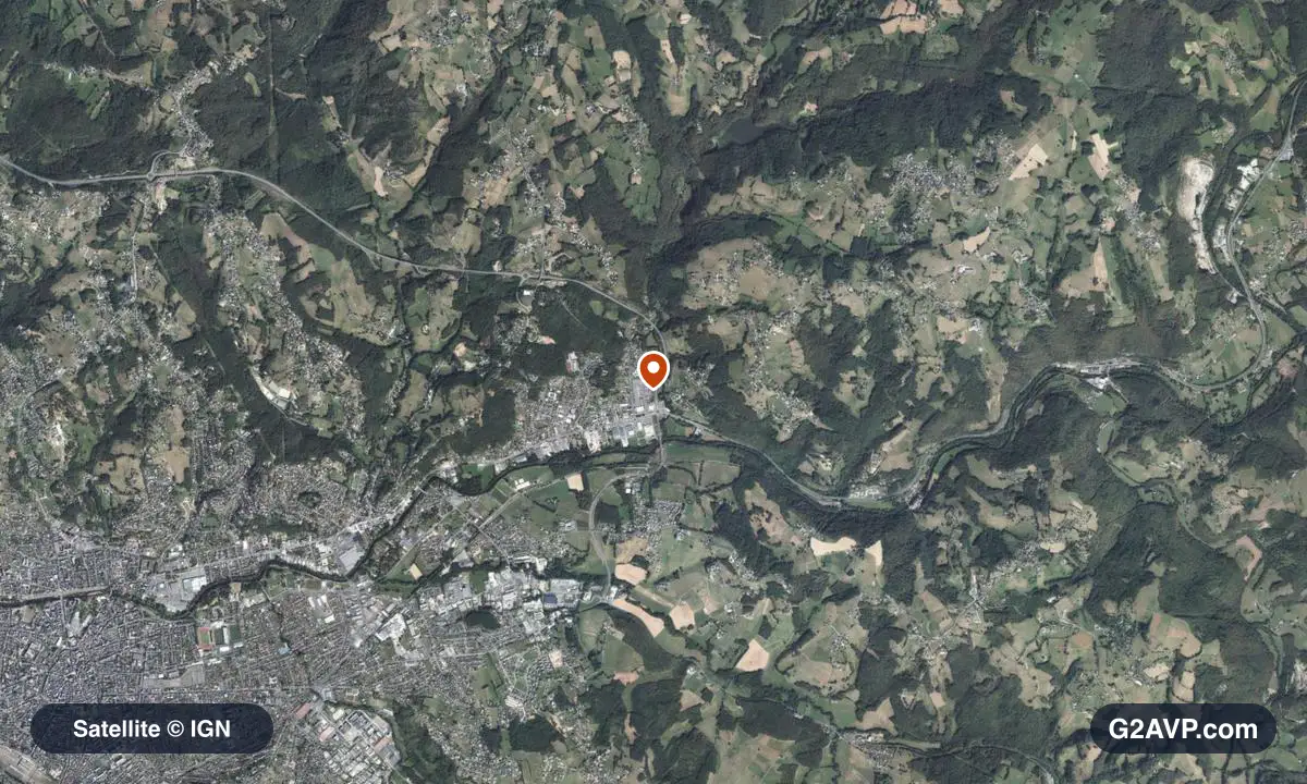 Vue satellite (orthophoto IGN) du secteur de Malemort, même emprise que la carte géologique