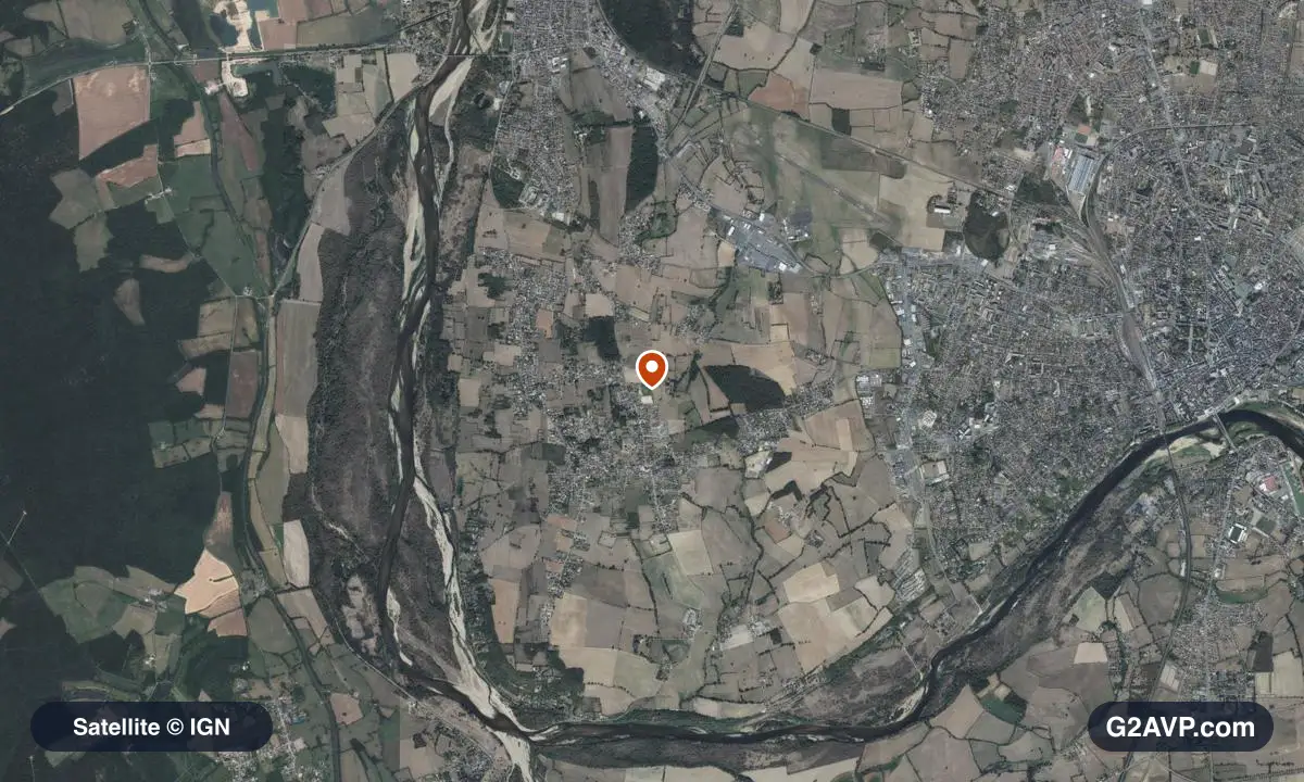 Vue satellite (orthophoto IGN) du secteur de Marzy, même emprise que la carte géologique