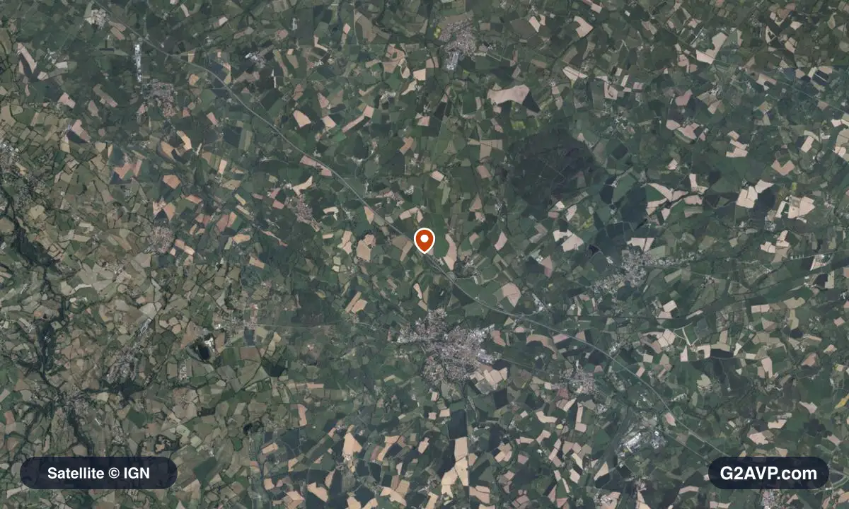 Vue satellite (orthophoto IGN) du secteur de Mauléon, même emprise que la carte géologique
