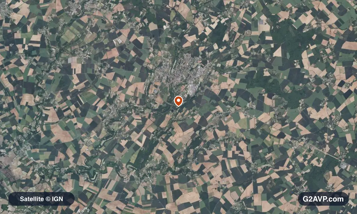 Vue satellite (orthophoto IGN) du secteur de Melle, même emprise que la carte géologique