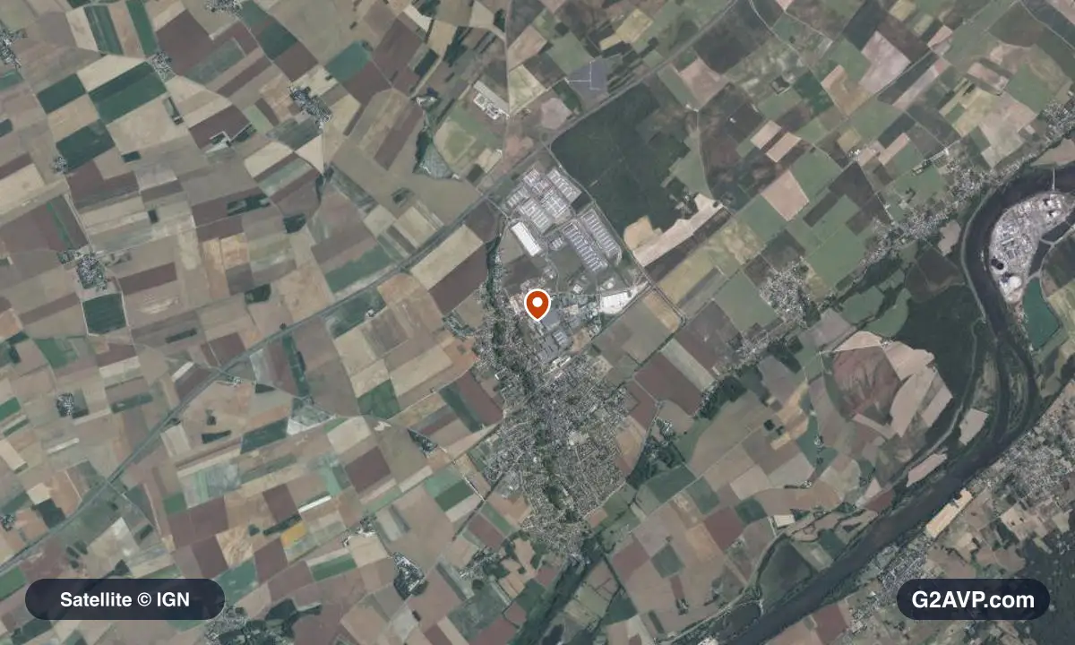 Vue satellite (orthophoto IGN) du secteur de Mer, même emprise que la carte géologique