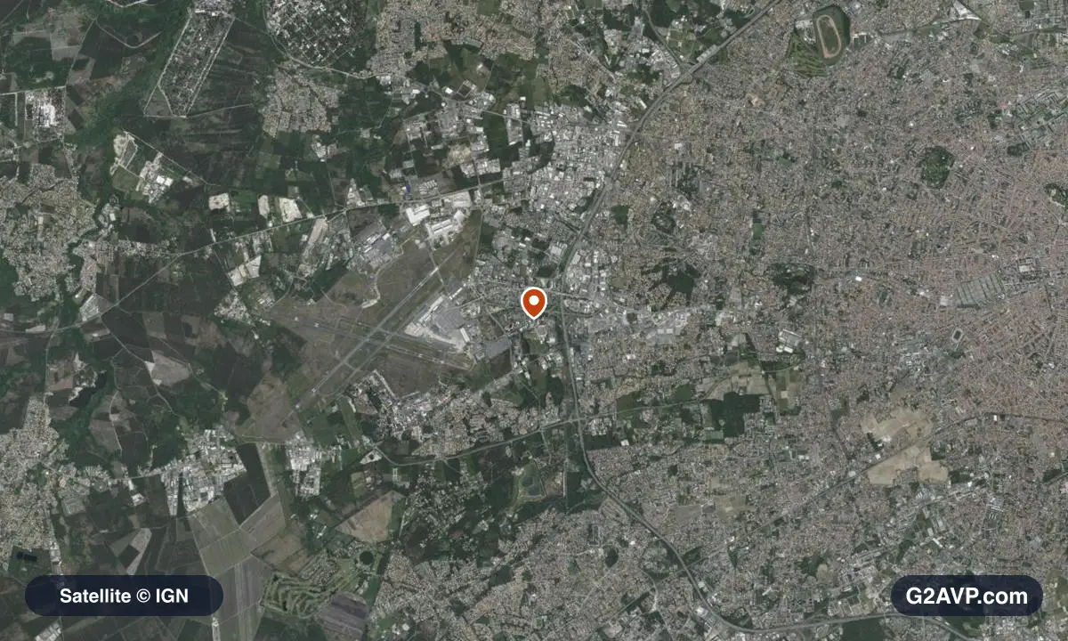Vue satellite (orthophoto IGN) du secteur de Mérignac, même emprise que la carte géologique