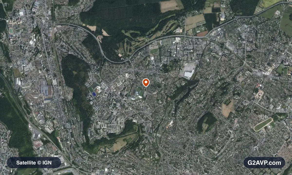 Vue satellite (orthophoto IGN) du secteur de Mont-Saint-Aignan, même emprise que la carte géologique