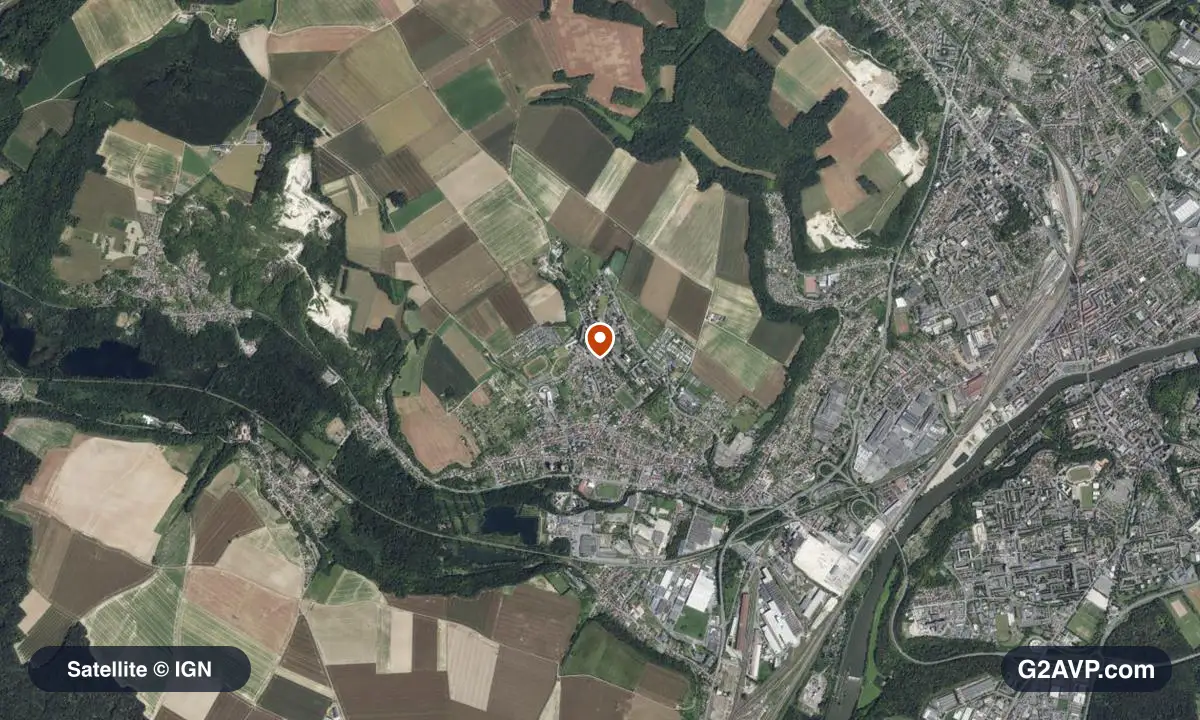 Vue satellite (orthophoto IGN) du secteur de Montataire, même emprise que la carte géologique