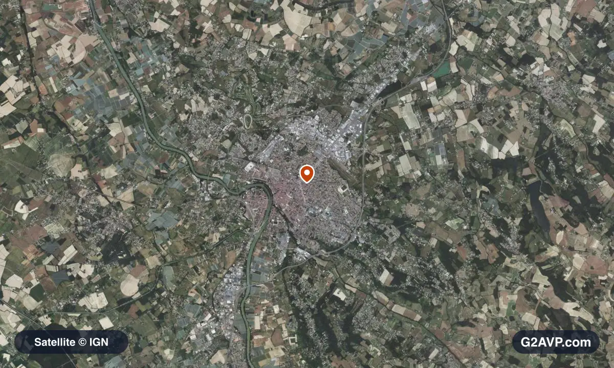 Vue satellite (orthophoto IGN) du secteur de Montauban, même emprise que la carte géologique