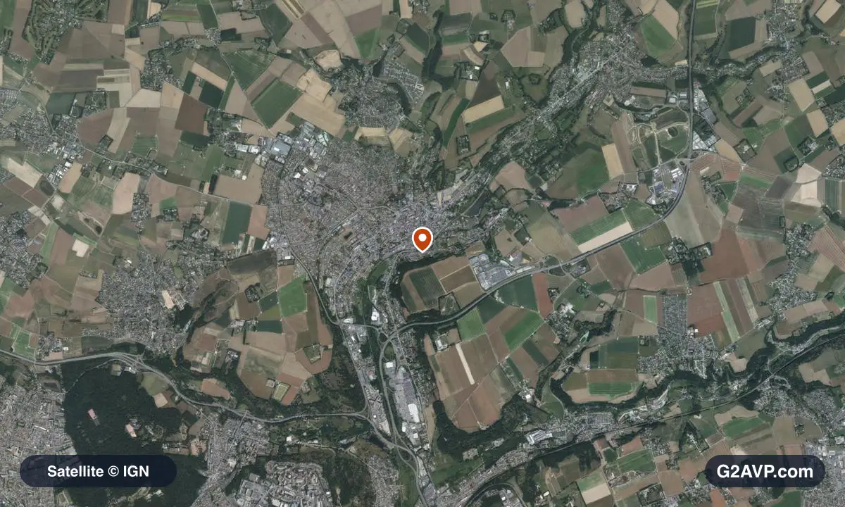 Vue satellite (orthophoto IGN) du secteur de Montivilliers, même emprise que la carte géologique