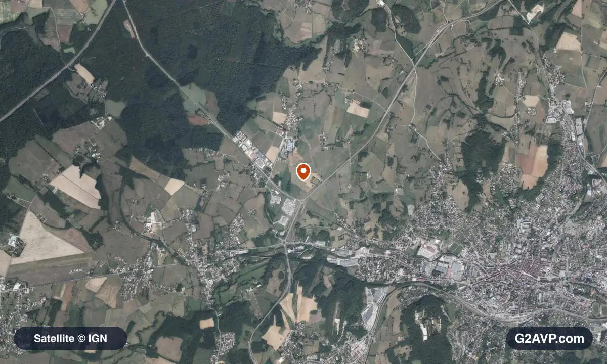 Vue satellite (orthophoto IGN) du secteur de Montmorot, même emprise que la carte géologique