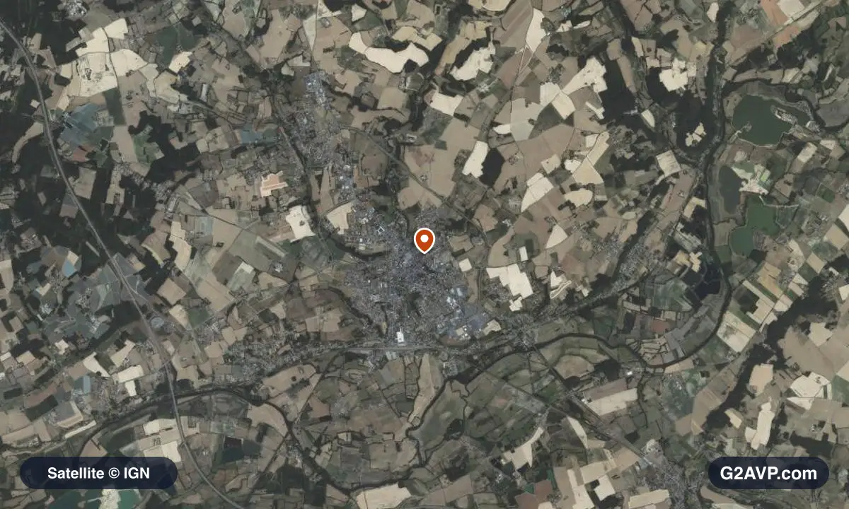 Vue satellite (orthophoto IGN) du secteur de Montval-sur-Loir, même emprise que la carte géologique