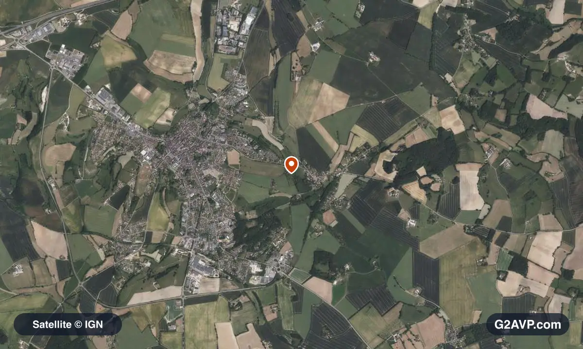 Vue satellite (orthophoto IGN) du secteur de Mortagne-au-Perche, même emprise que la carte géologique