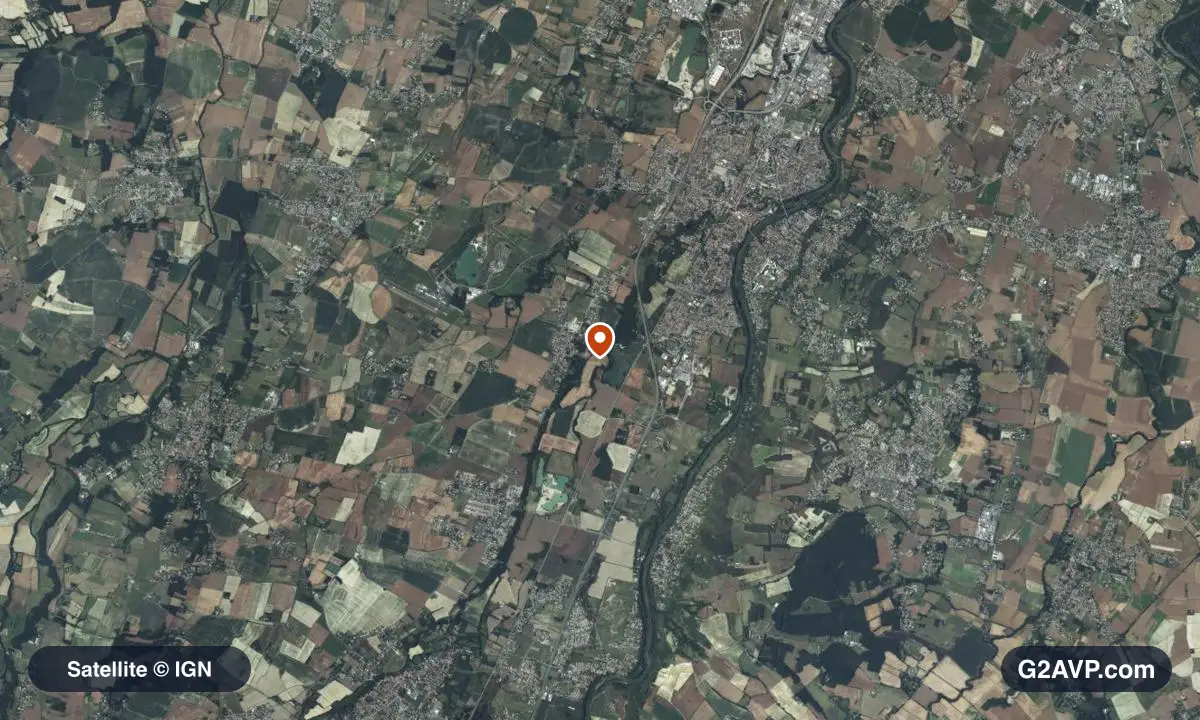 Vue satellite (orthophoto IGN) du secteur de Muret, même emprise que la carte géologique