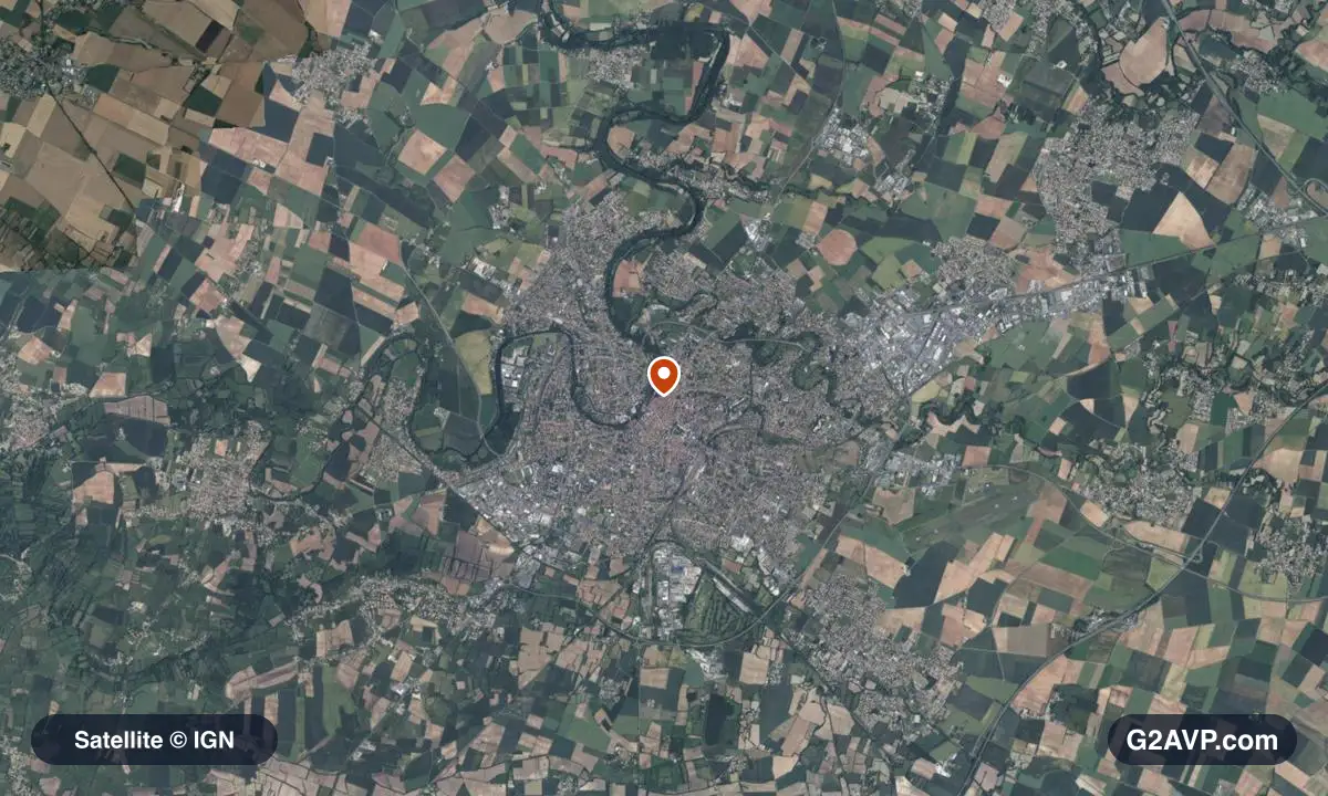 Vue satellite (orthophoto IGN) du secteur de Niort, même emprise que la carte géologique