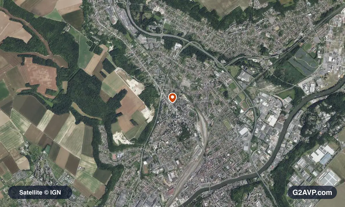 Vue satellite (orthophoto IGN) du secteur de Nogent-sur-Oise, même emprise que la carte géologique