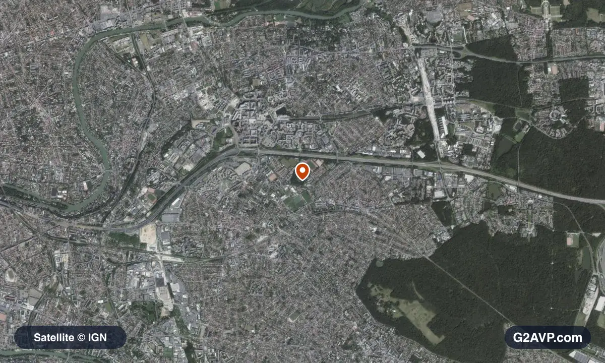 Vue satellite (orthophoto IGN) du secteur de Noisy-le-Grand, même emprise que la carte géologique
