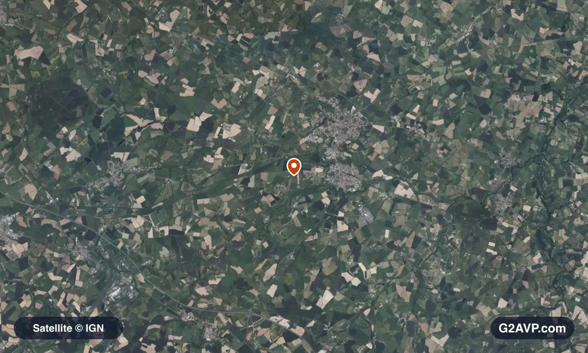 Vue satellite (orthophoto IGN) du secteur de Nueil-les-Aubiers, même emprise que la carte géologique