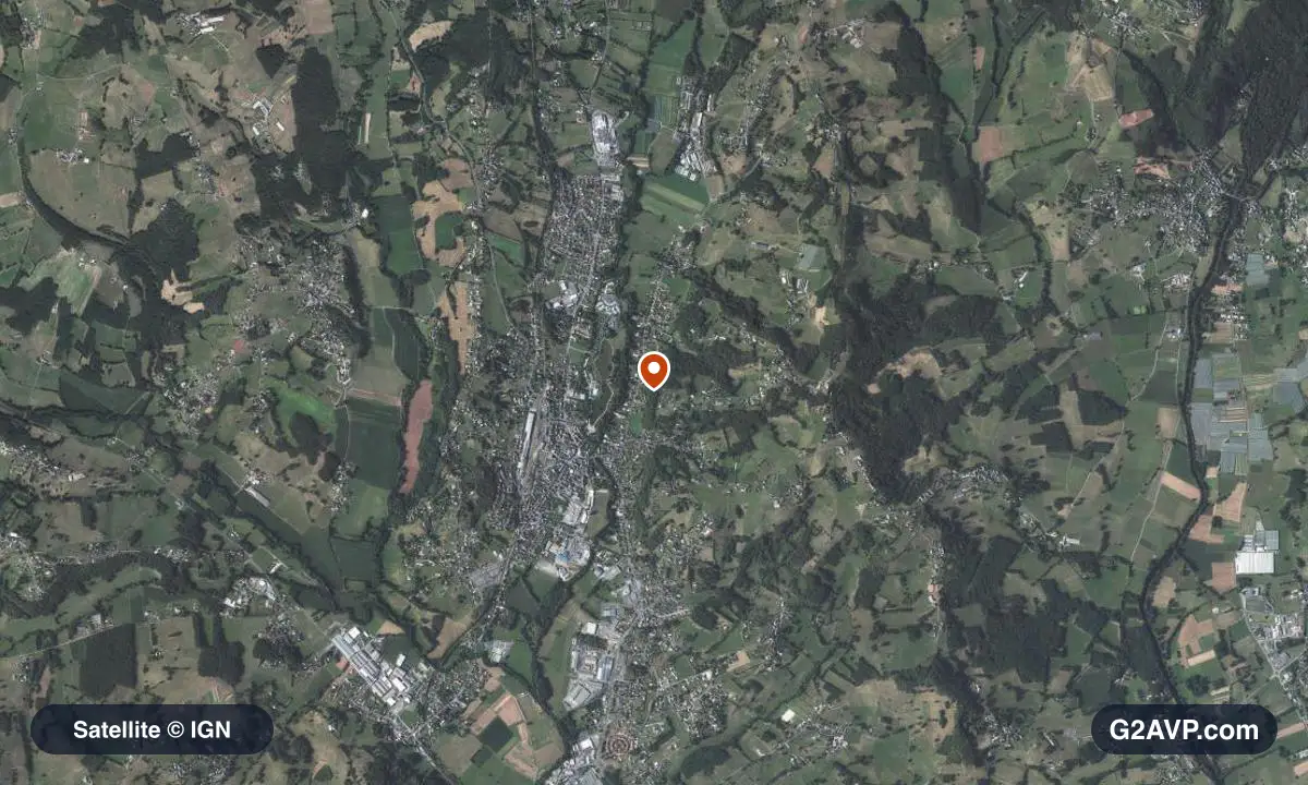 Vue satellite (orthophoto IGN) du secteur d'Objat, même emprise que la carte géologique