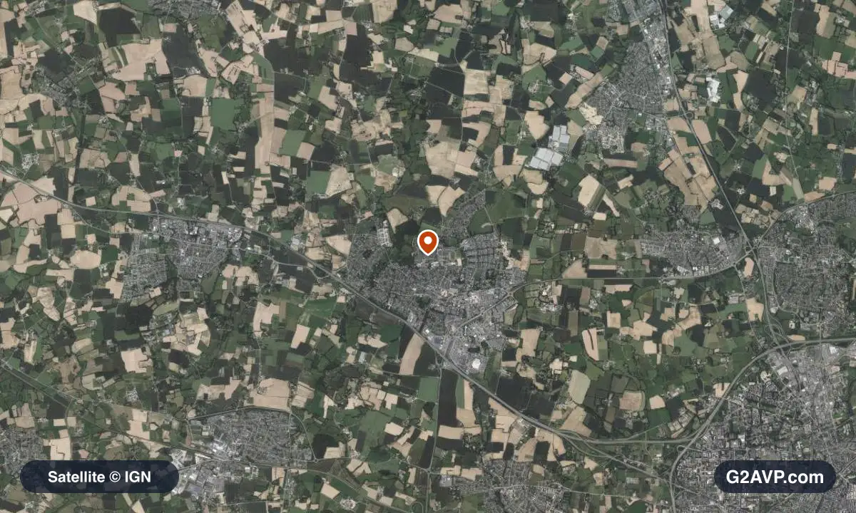 Vue satellite (orthophoto IGN) du secteur de Pacé, même emprise que la carte géologique