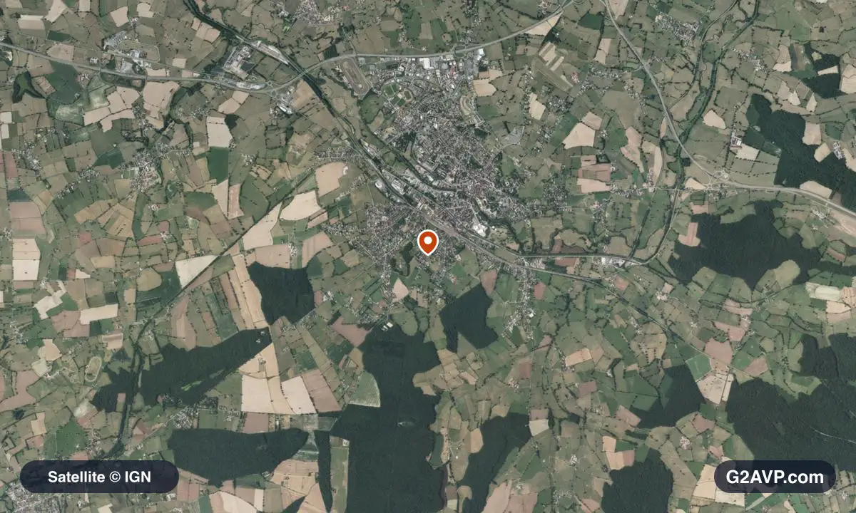 Vue satellite (orthophoto IGN) du secteur de Paray-le-Monial, même emprise que la carte géologique