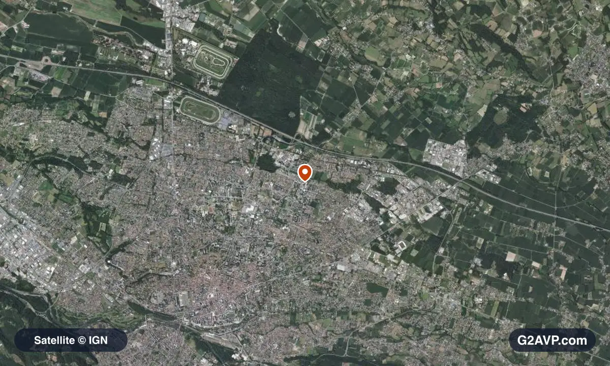 Vue satellite (orthophoto IGN) du secteur de Pau, même emprise que la carte géologique