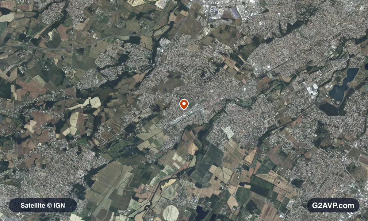 Vue satellite (orthophoto IGN) du secteur de Plaisance-du-Touch, même emprise que la carte géologique
