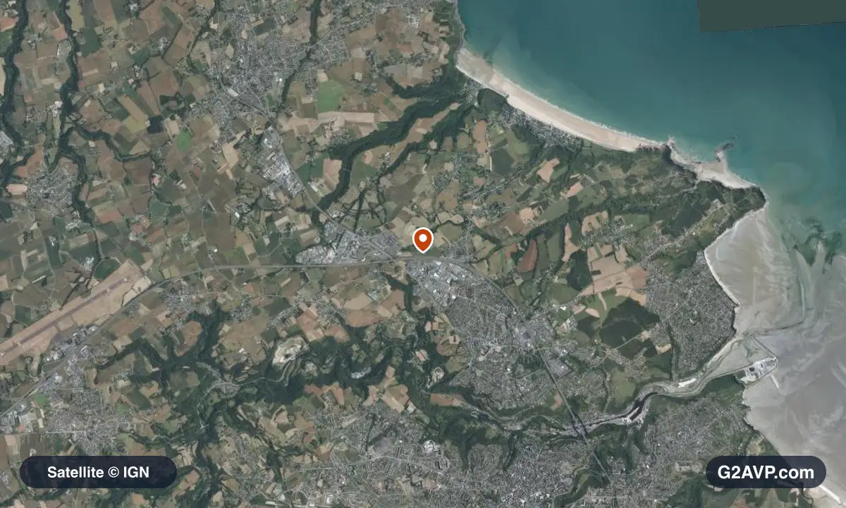 Vue satellite (orthophoto IGN) du secteur de Plérin, même emprise que la carte géologique