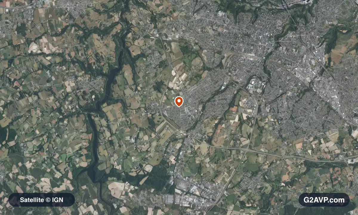 Vue satellite (orthophoto IGN) du secteur de Ploufragan, même emprise que la carte géologique