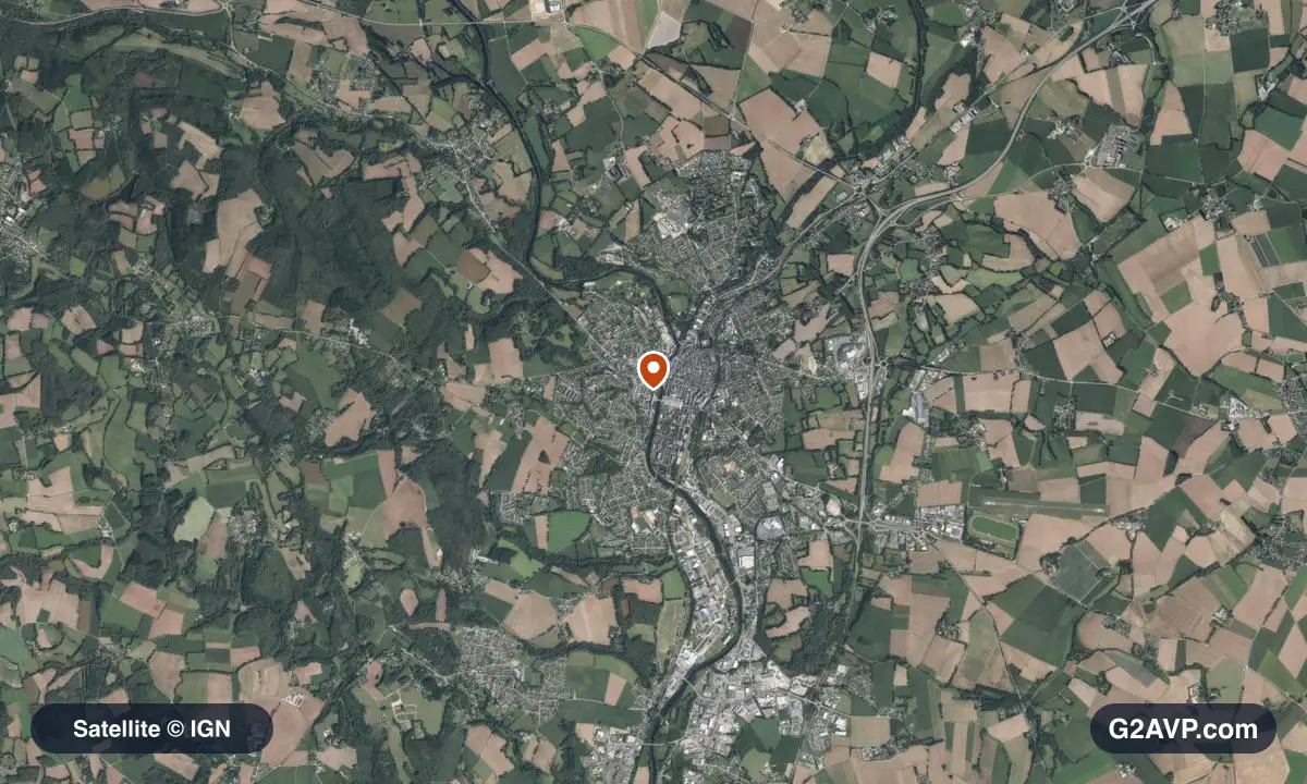 Vue satellite (orthophoto IGN) du secteur de Pontivy, même emprise que la carte géologique