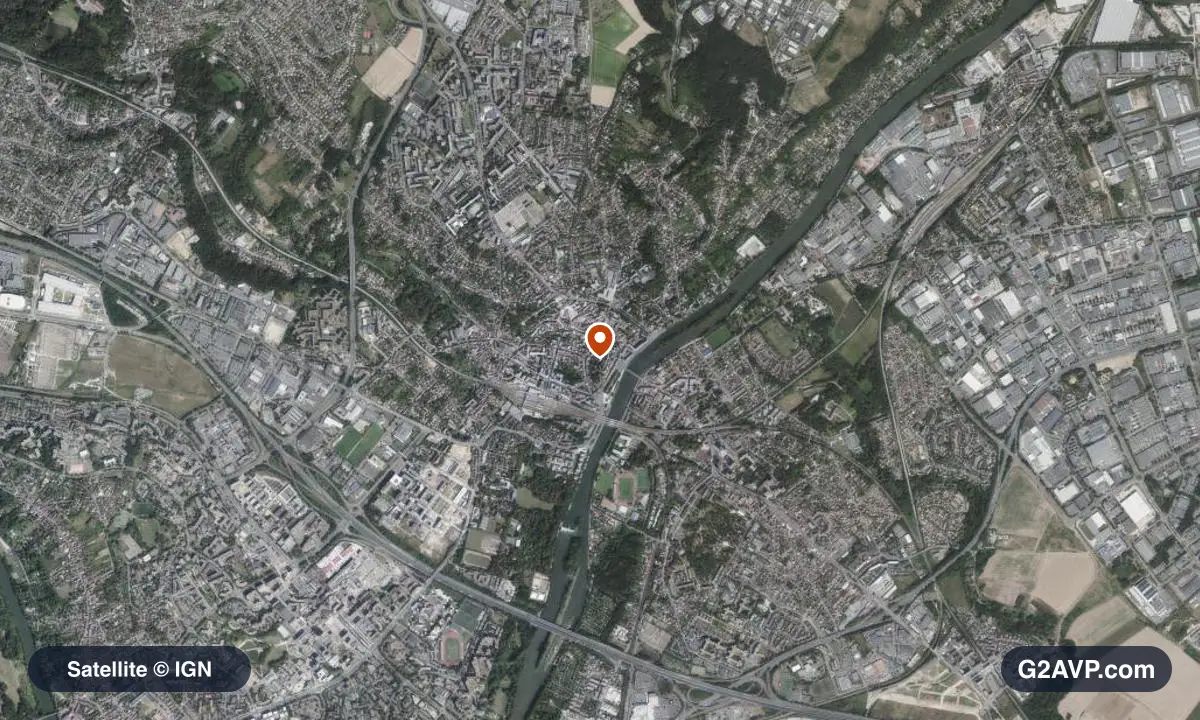 Vue satellite (orthophoto IGN) du secteur de Pontoise, même emprise que la carte géologique