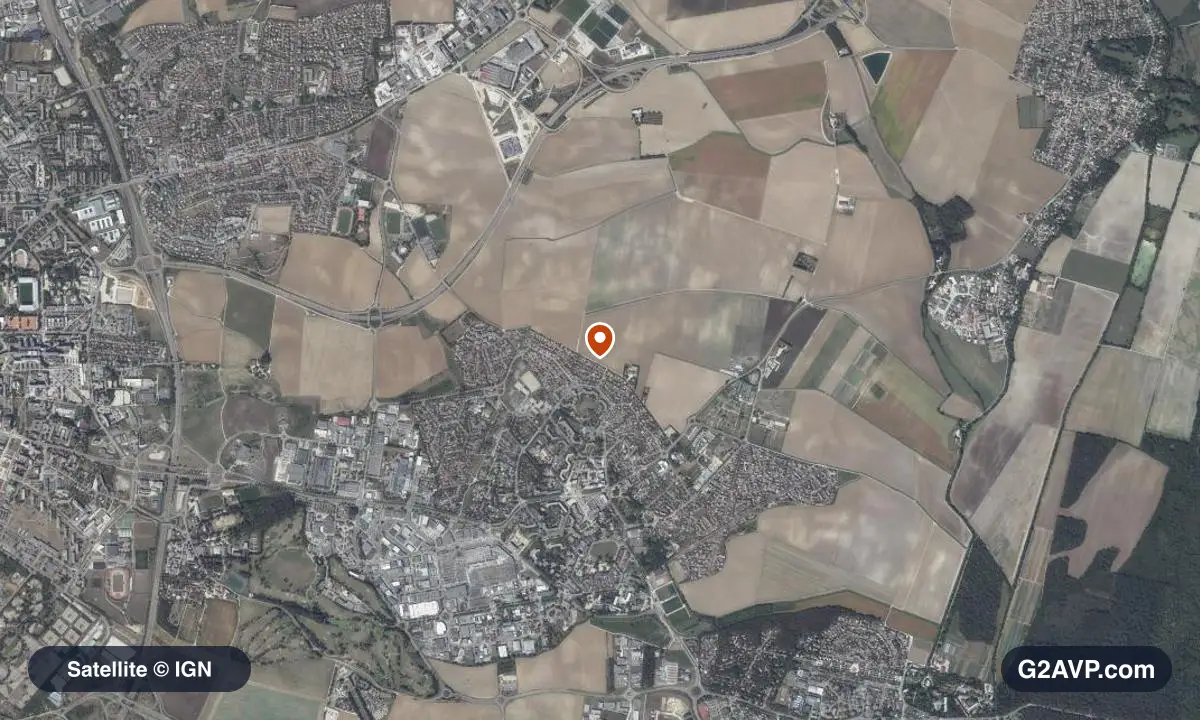 Vue satellite (orthophoto IGN) du secteur de Quetigny, même emprise que la carte géologique
